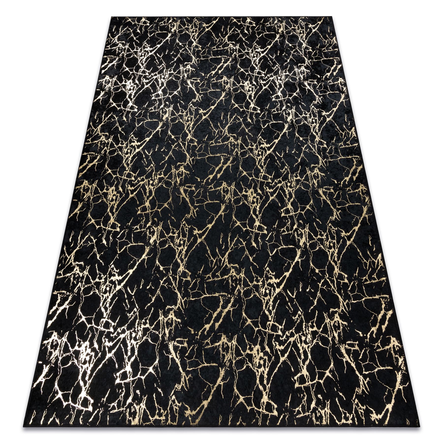 rugsx MIRO 11111.2106 Dywanik do prania marmur, Glamour antypoślizgowy - czarny/złoty 200 x 290 cm