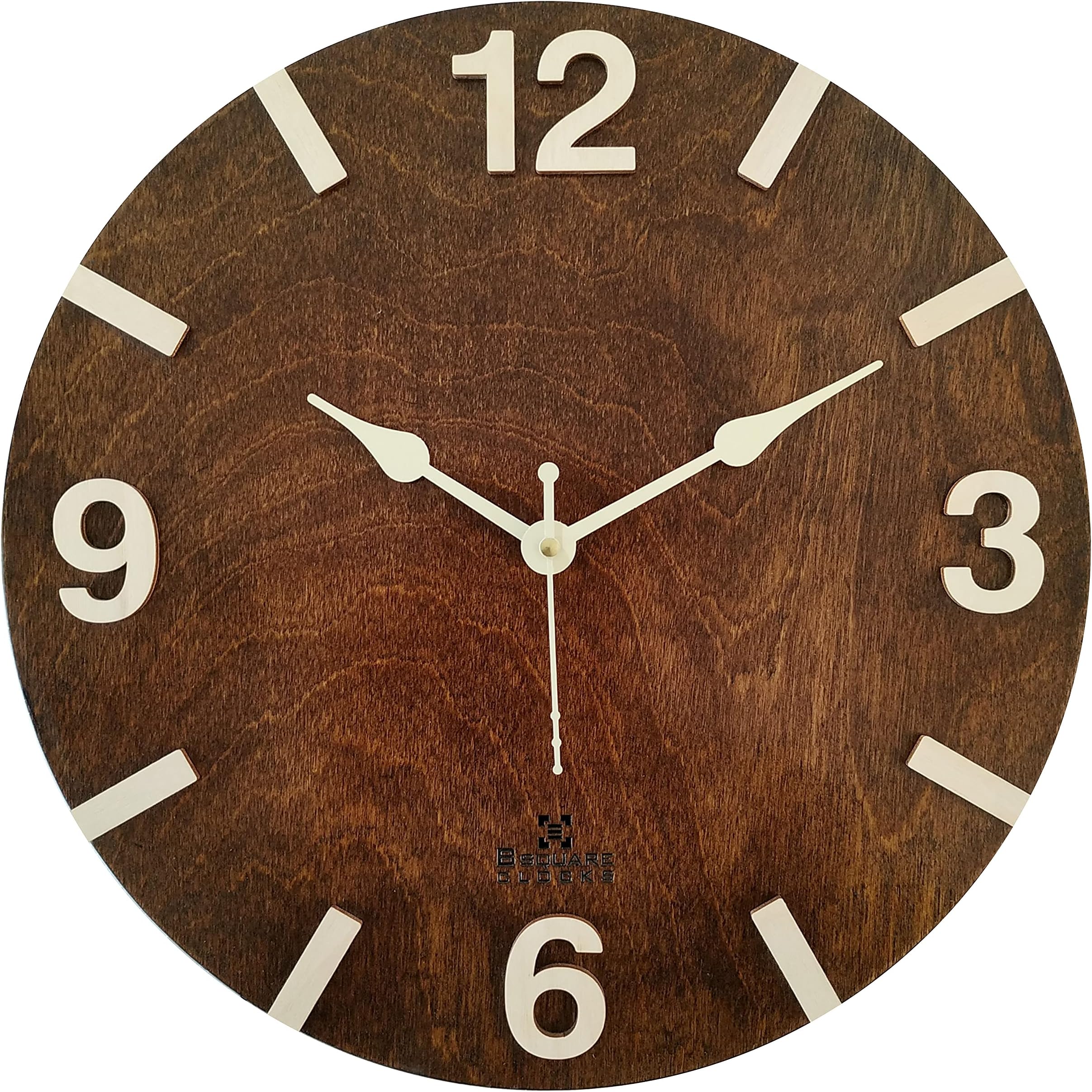 B SQUARE Wood Wall Clock (Dark Walnut_30 x 30 x 4 cm)