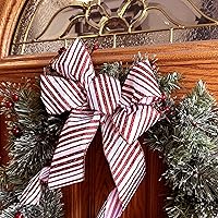 Vista 11 de Arco de corona de arpillera negra con alambre, 10 pulgadas de ancho, colas largas de 18 pulgadas, cinta de Navidad, decoración de puerta delantera