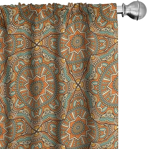 Miniatura 9 de Ambesonne Cortinas a cuadros marrones, ilustración de tartán bicolor, cuadrados en repetición diagonal, juego de 2 paneles para tratamiento de Azul