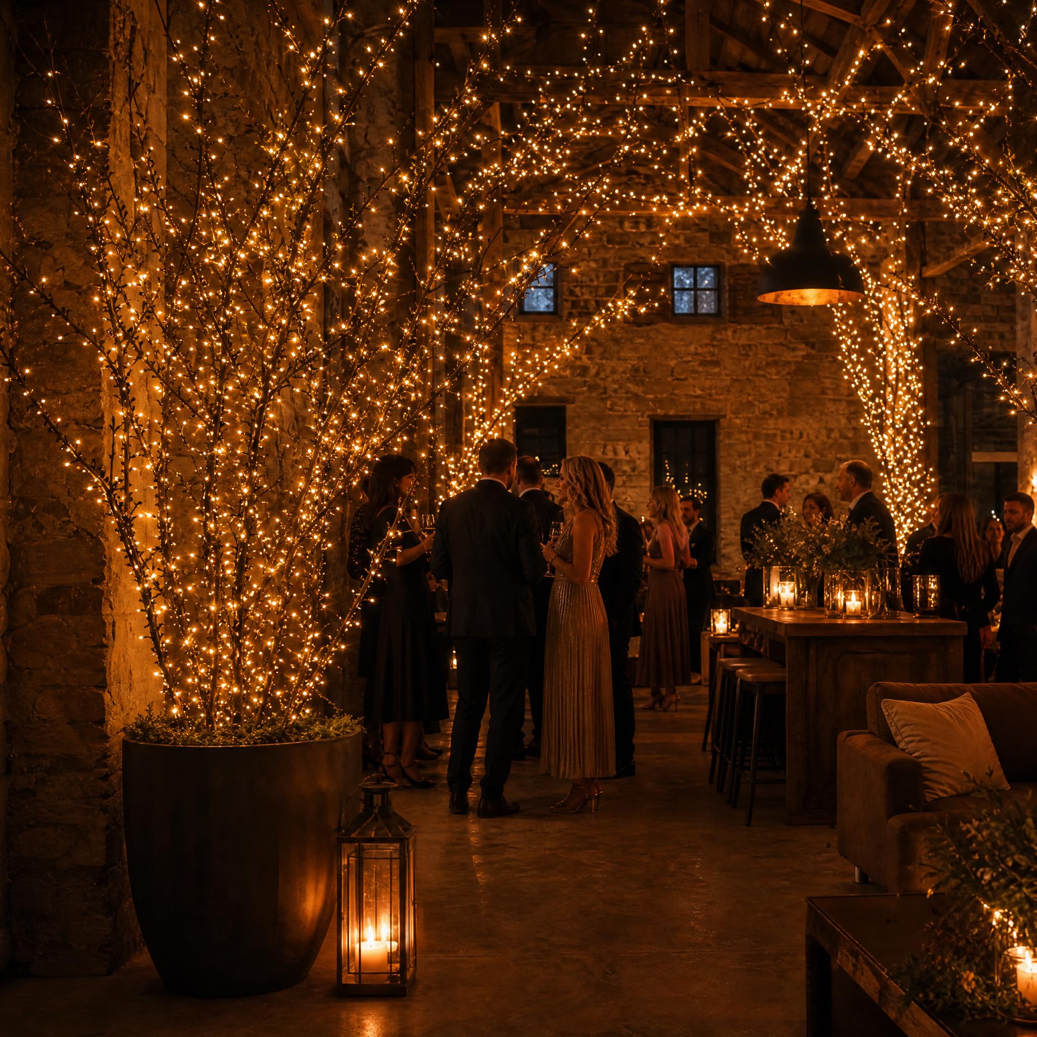 hellum Lichterkette Außen LED mit Stecker, 800 Mini-LED warmweiß, 15,98 m beleuchtet, schwarzes Kabel, für Weihnachtsbaum, Balkon & Terrasse, Gartenbeleuchtung, <59lm, 151893