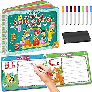 Elfew Dry Erase Letter Tracing Set for Kids Ages 3-5, Kids Learn to Write Workbook, Toddler Writing Practice, Preschool Learning Activities Tracing Numbers and Letter Education Toys Gift for Toddlers