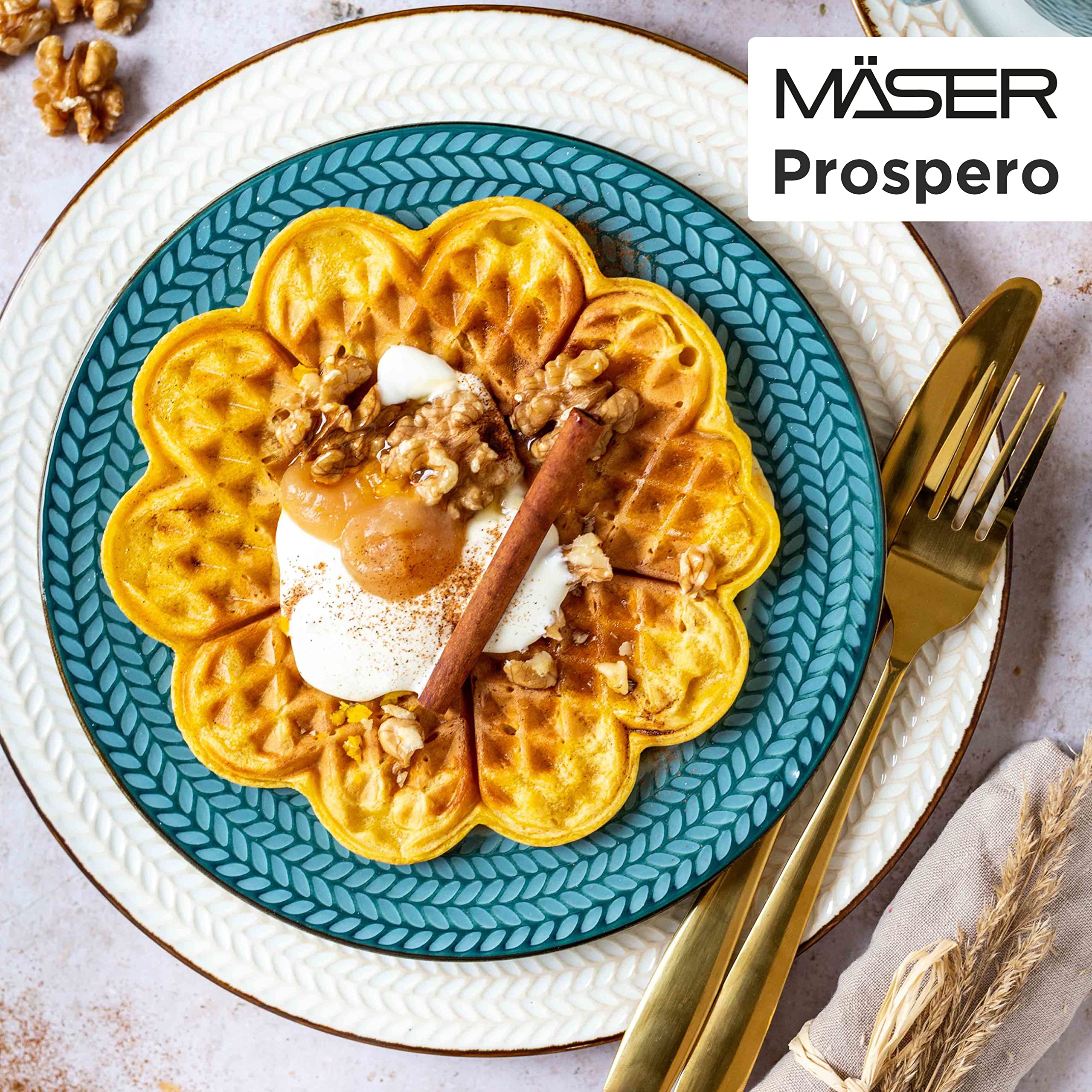 MÄSER 935012 Serie Prospero Müslischalen Set aus 4 handbemalten Schalen in Gastronomie-Qualität, ideal auch als Suppenschüsseln, moderner Vintage Stil, Durable Porzellan, Blau