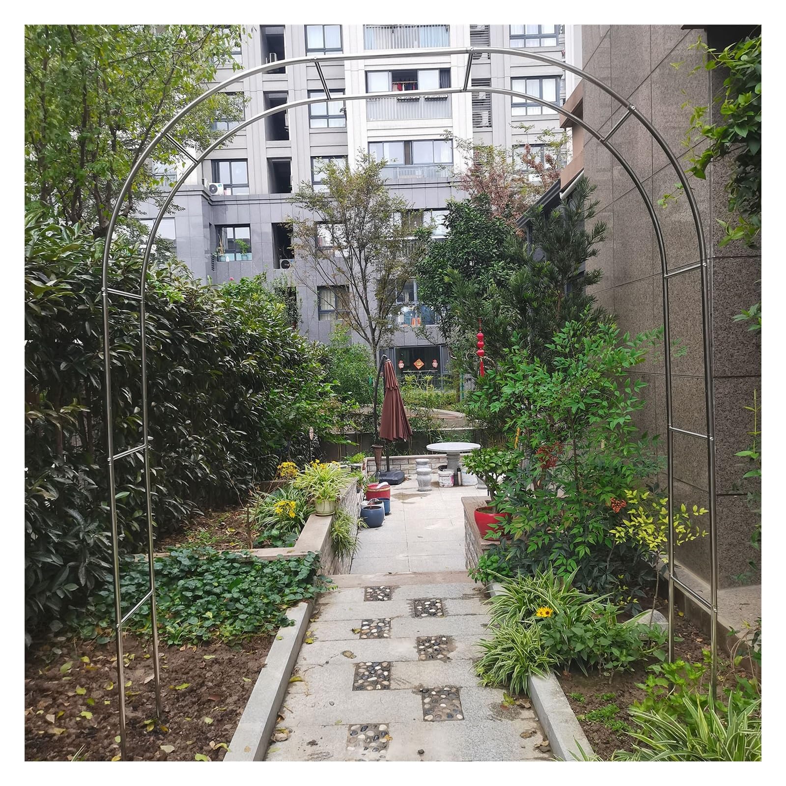 Arche de jardin en acier inoxydable montage facile pour tuteurer vos plantes