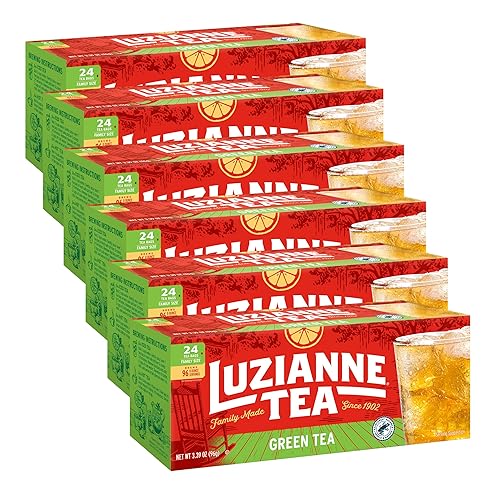 Luzianne Bolsas de té verde, tamaño familiar, caja de 24 unidades (paquete de 6)