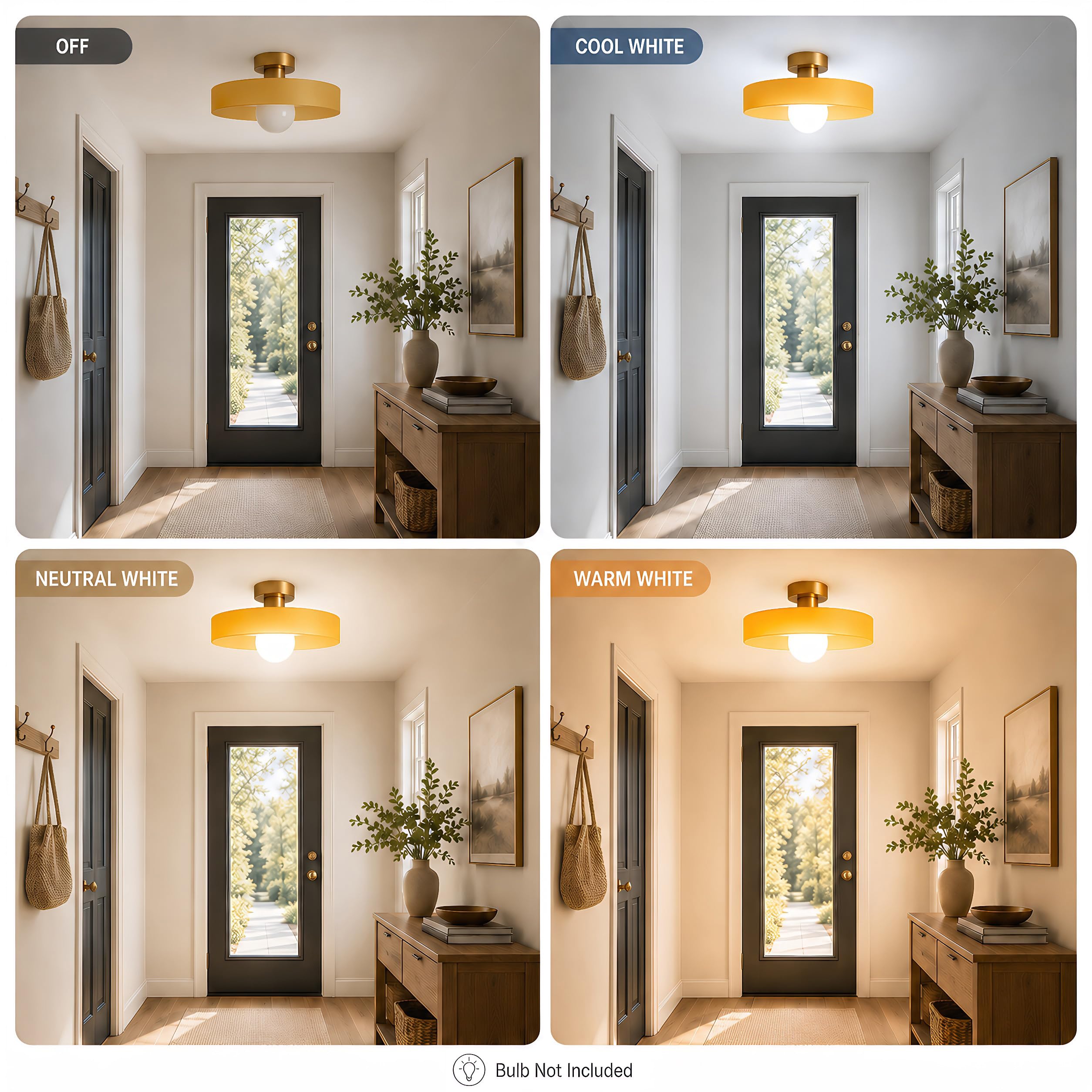 35cm Plafoniera Minimalista in Vetro, Lampada Rotonda E27，Arancione