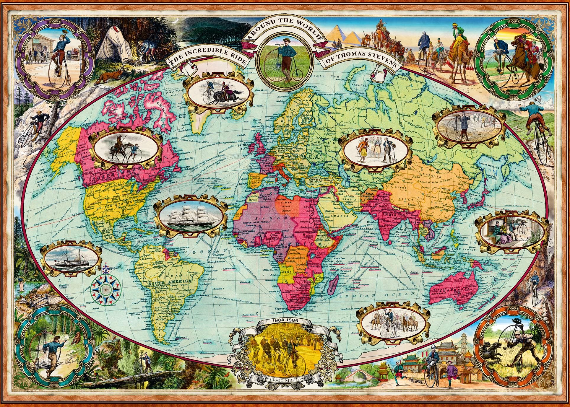 Ravensburger Bicycle Ride Around The World - 1000 Piece Jigsaw Puzzle for Adults | Unique Softclick Technology | Durable, Vibrant & Glare Free | FSC Certified Materials