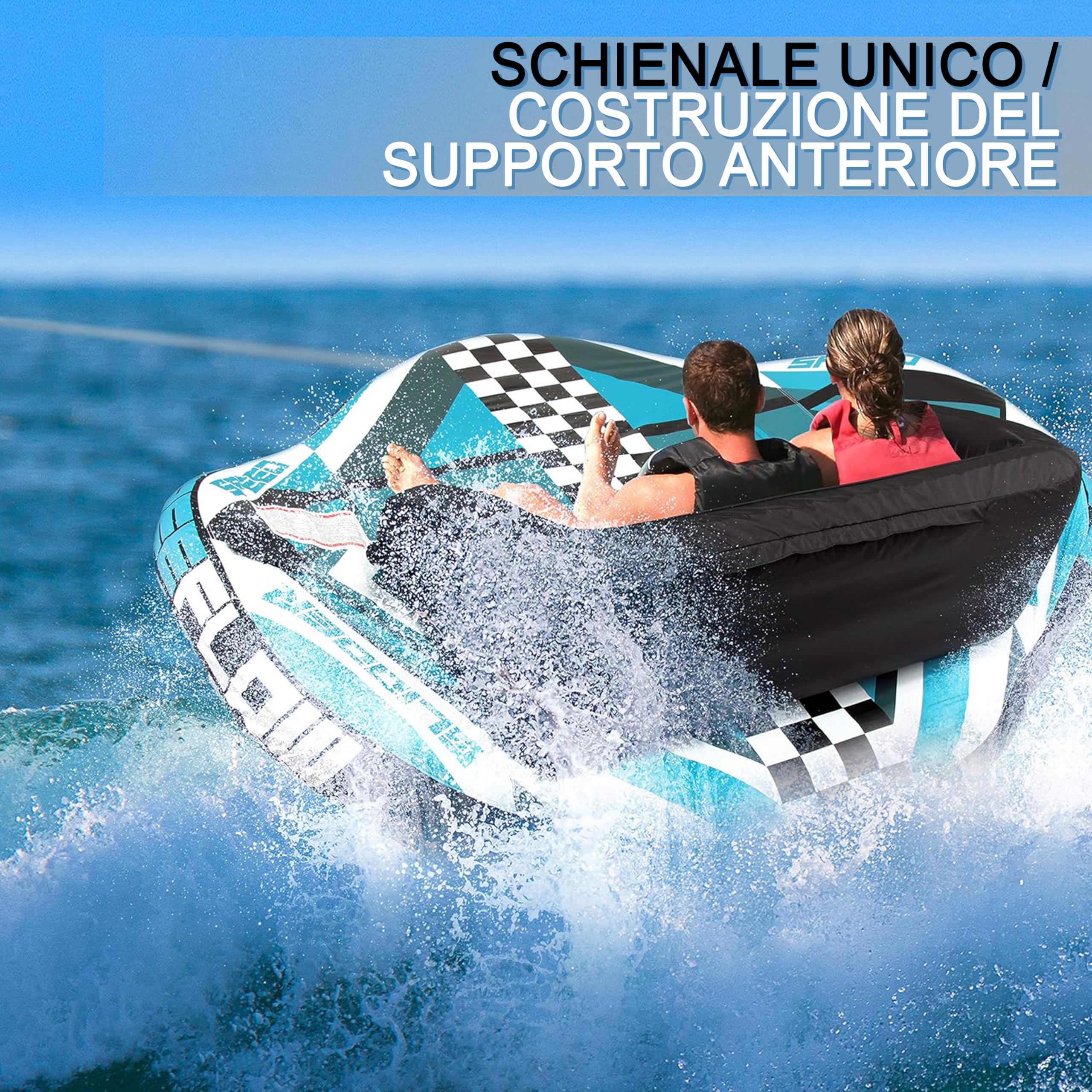 SereneLife Tubo Trainabile Gonfiabile per Sport Acquatici di Alta Resistenza, Galleggiante Piscina, PVC, Sedili in Schiuma, Maniglie