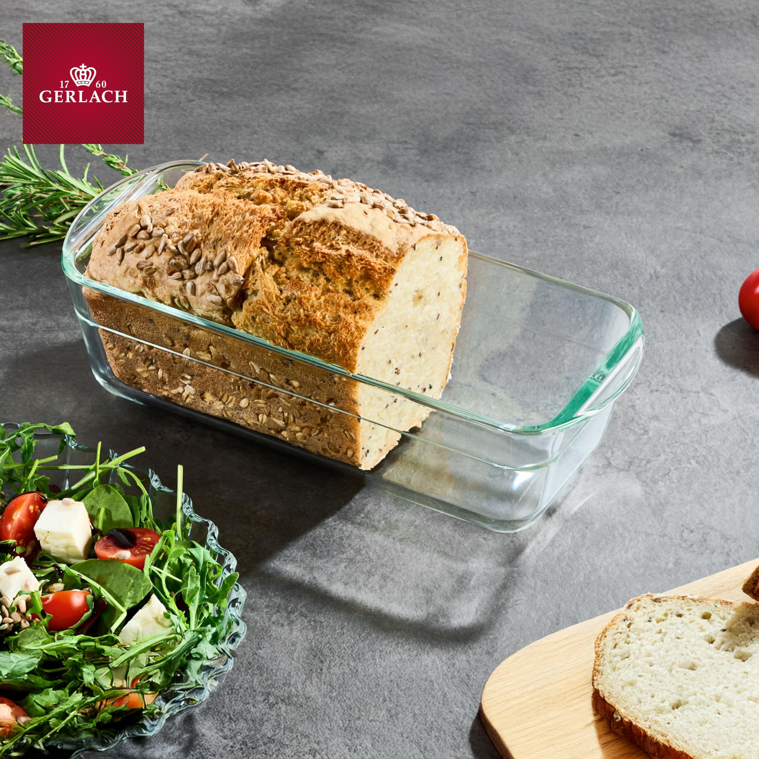 Gerlach 1760 Kastenform 1,5 l Aus Hitzebeständigem Glas Borosilikatglas Kuchenform Brotbackform Auflaufform Backform Rechteckig 25 x 11 cm Für Backofen Gefrierfach Flow Küche, Haushalt & Wohnen