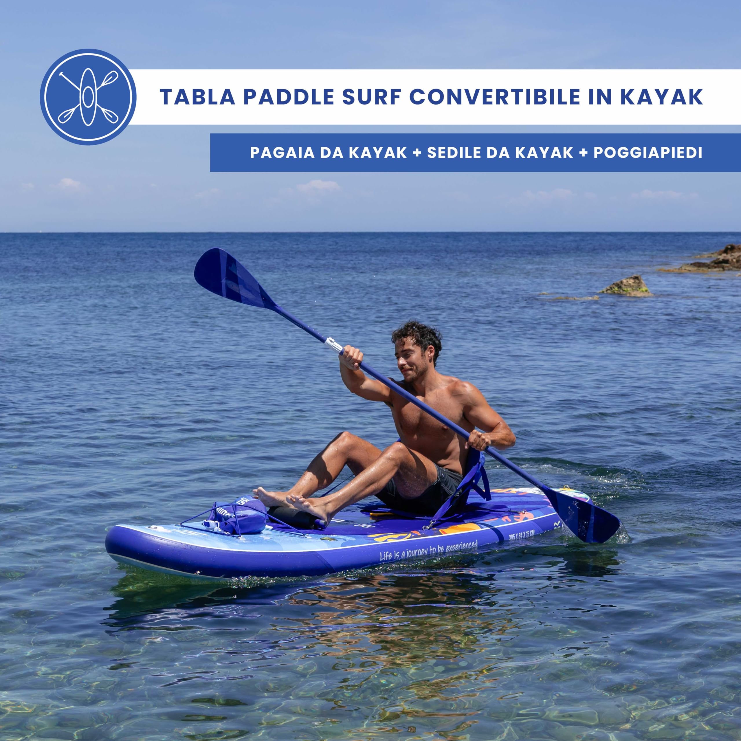 HUIIKE Tavola Sup Gonfiabile Adulti con Accessori Inclusi, Pagaia, Pinne, Pompa. Stand Up Paddle Board con Grande Stabilità e Resistenza. 305 x 84 x 15 cm, Carico Massimo 130 kg