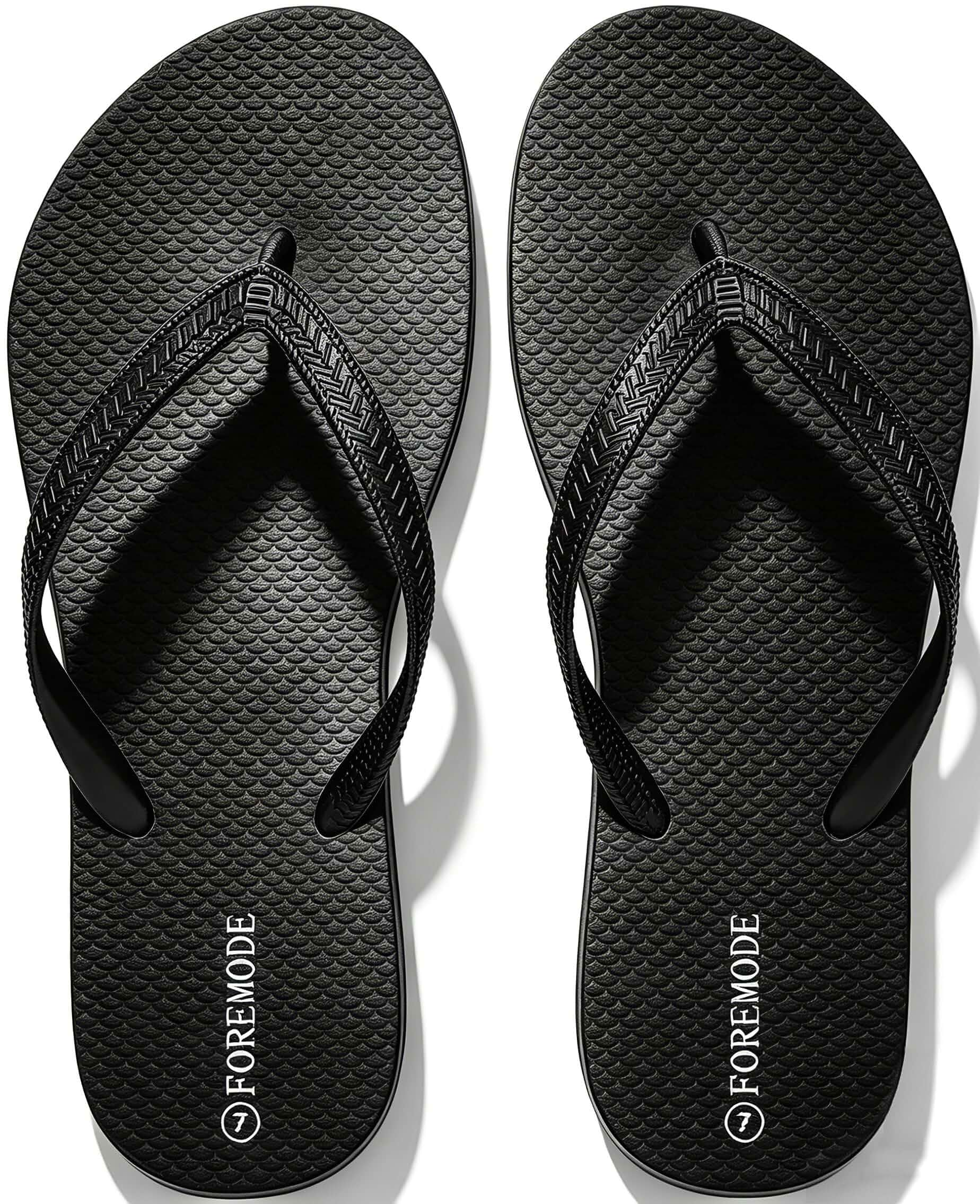 ForeMode Slim Flip Flops for Women Beach Rubber Shower Shoes Basic Thong Sandals Super Lightweight for Beach, Shower, and Everyday Wear