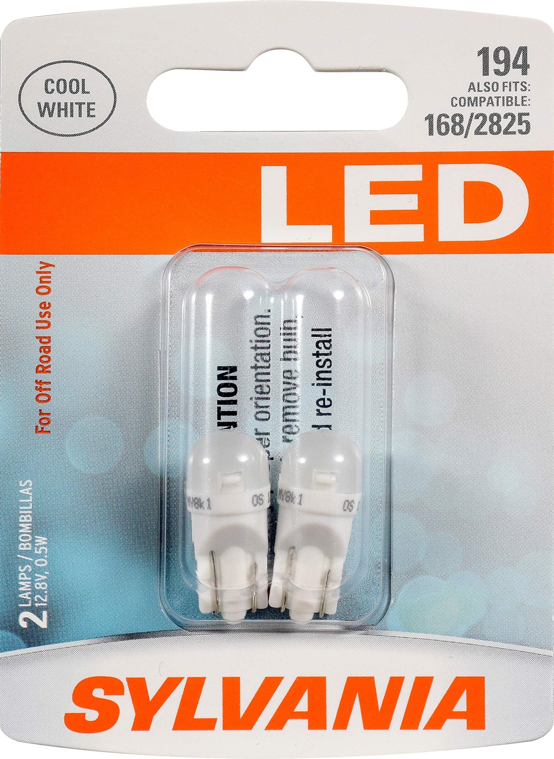 194 T10 W5W LED White Mini Bulb - Bright LED Bulb, Ideal for Interior Lighting - Map, Dome, Cargo and License Plate (Contains 2 Bulbs)