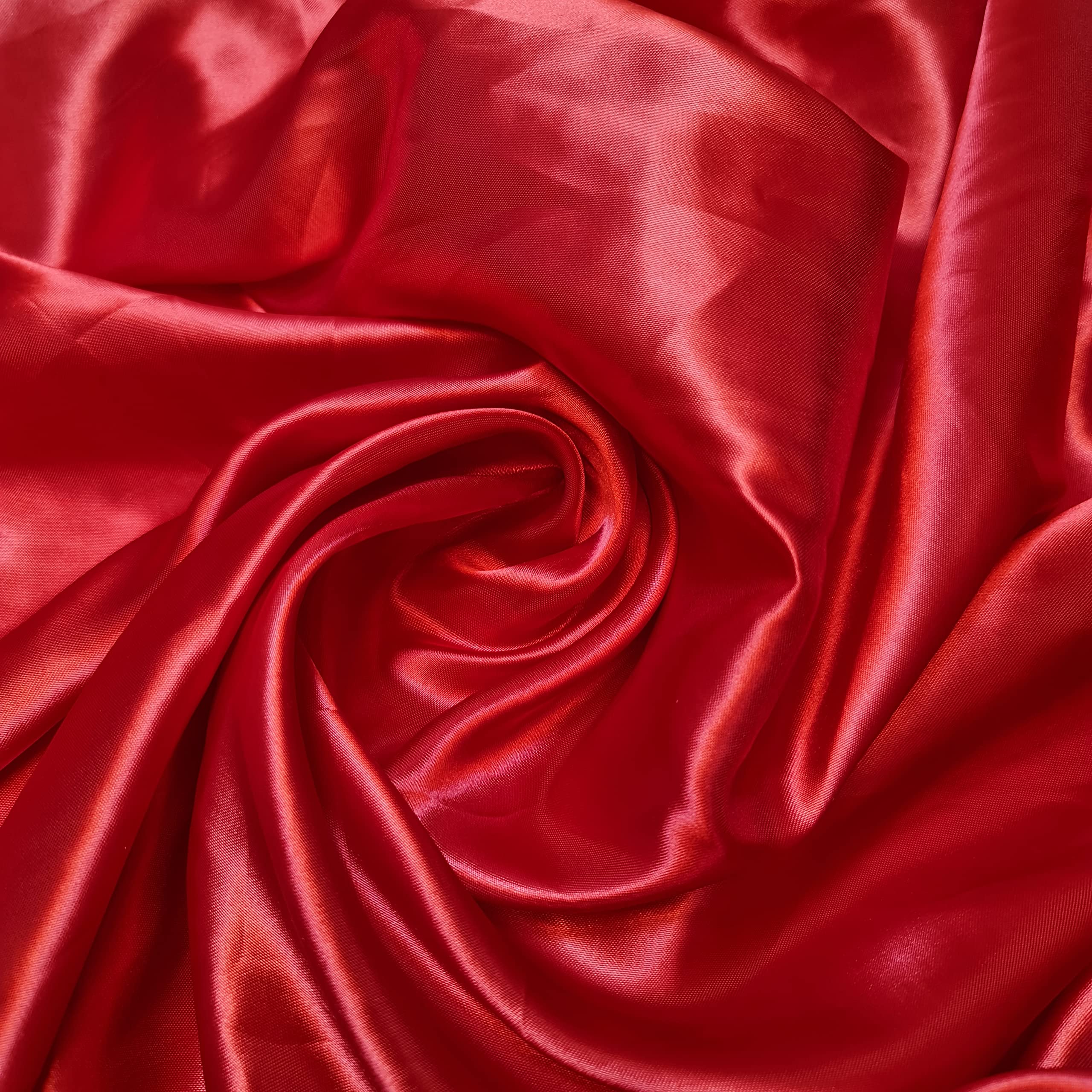 Textile Station 58"/150cm Wide Plain Poly Silk Satin Fabric STH Available in 10 Colours (RED, 5 Meter)