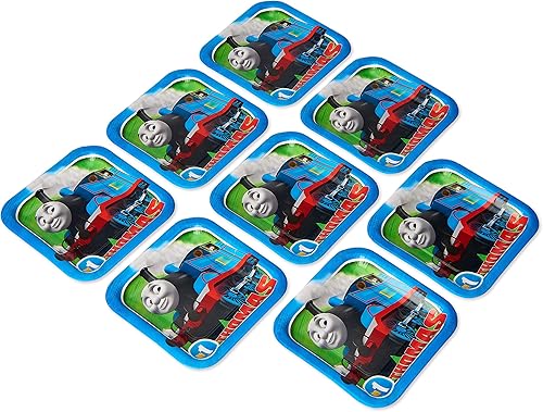 Miniatura 2 de Thomas All Aboard - Platos cuadrados, 7 pulgadas (paquete de 8) - Vibrantes platos de fiesta "Thomas", perfectos para celebraciones temáticas de