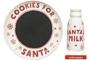 Personalized Chalkboard Santa Cookie Plate and Milk Jug Holiday Tradition Gift Set