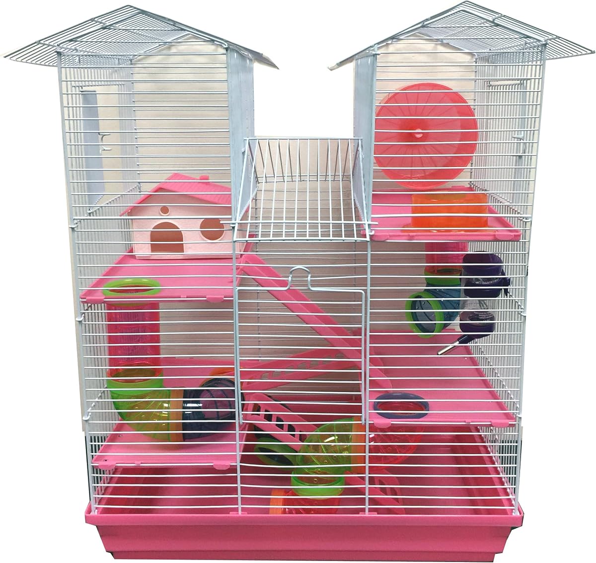 Pink Large 5-Floor Twin Towner Habitat Syrian Hamster Rodent Gerbils Mouse Mice Rat Cage