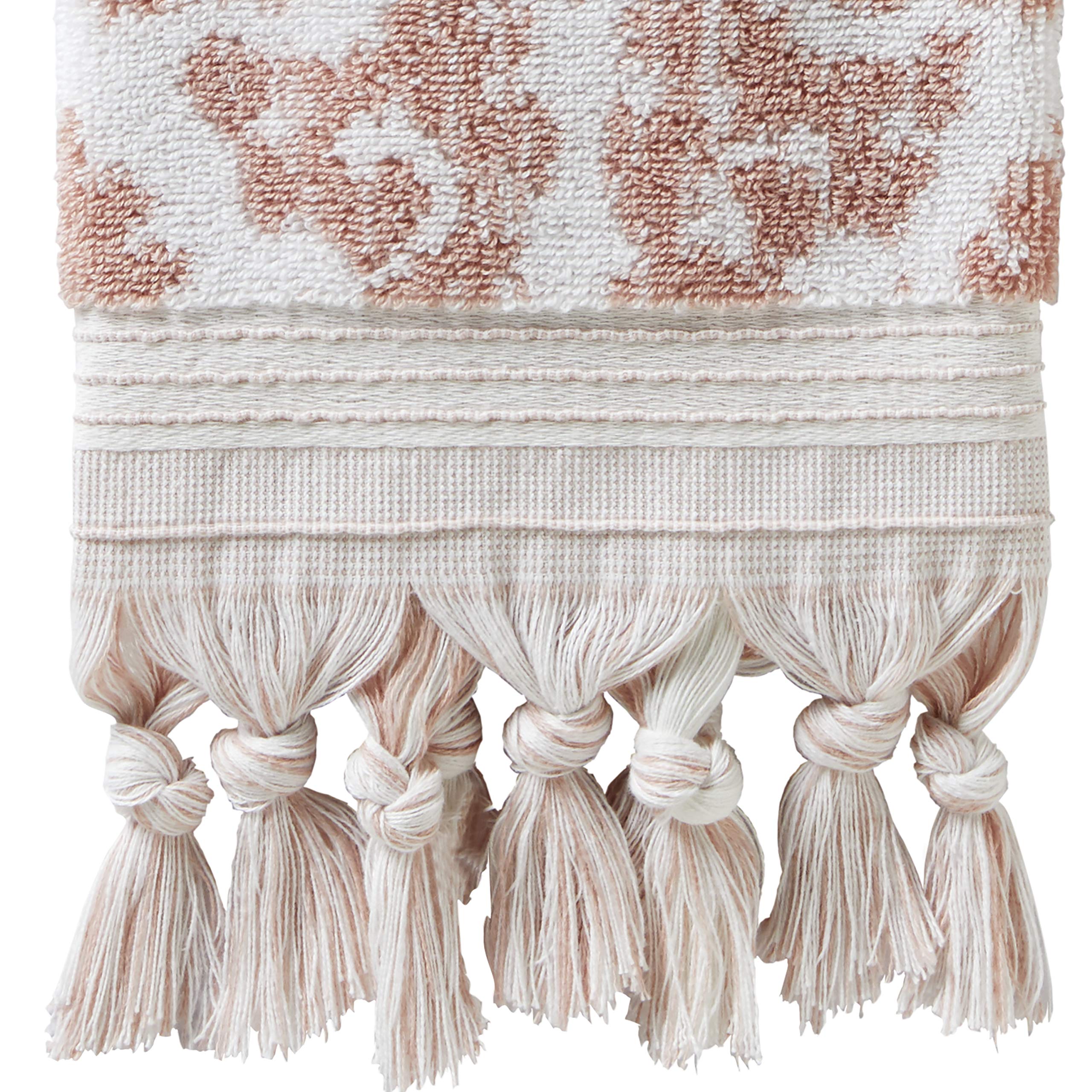 SKL Home Mirage Fringe 100% turecka bawełna zestaw ręczników do rąk, róż