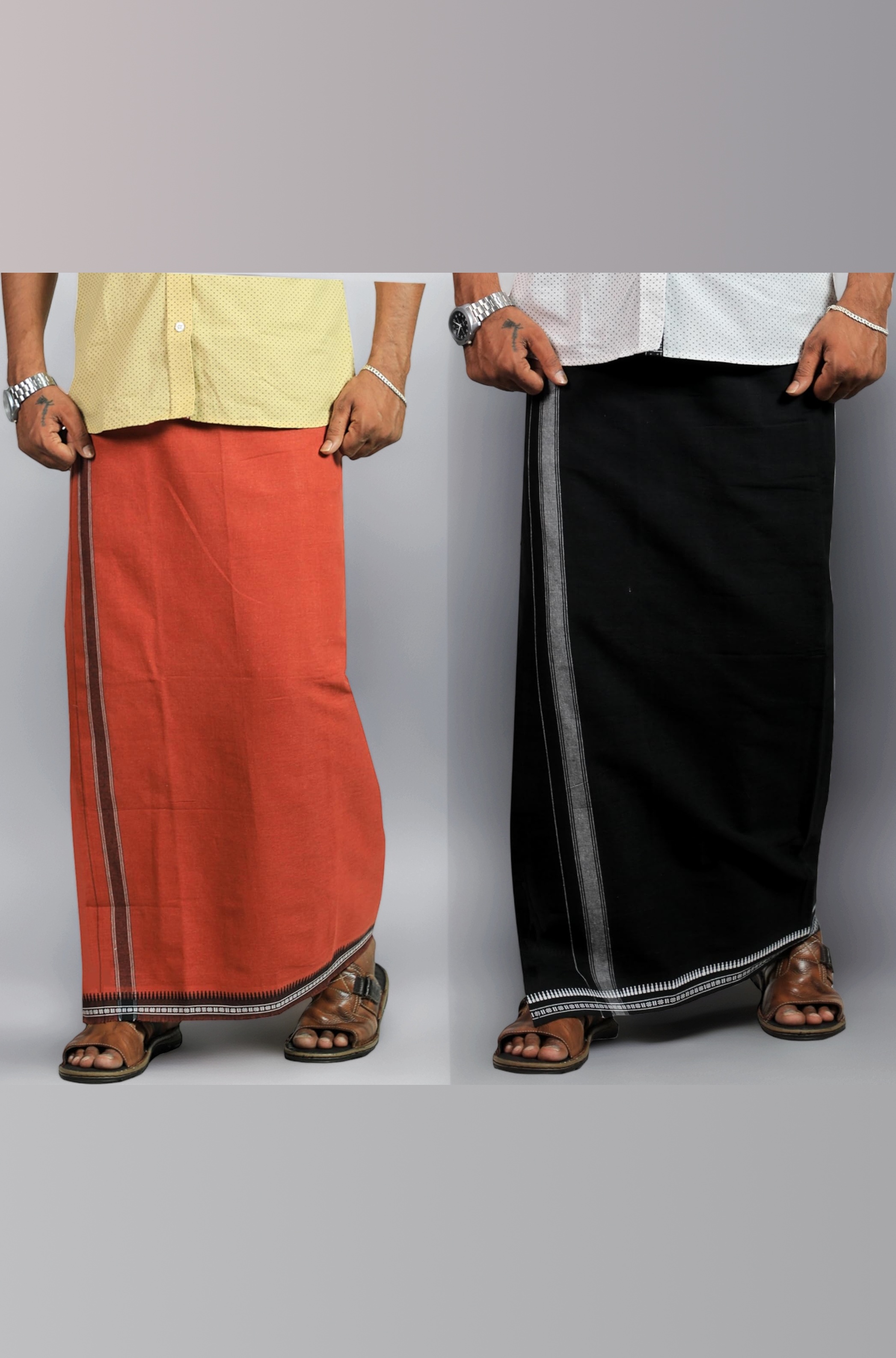 Mens Cotton Kerala Thalapathi Border Single (1.28x2.00 mtrs) Dhoti for Mens