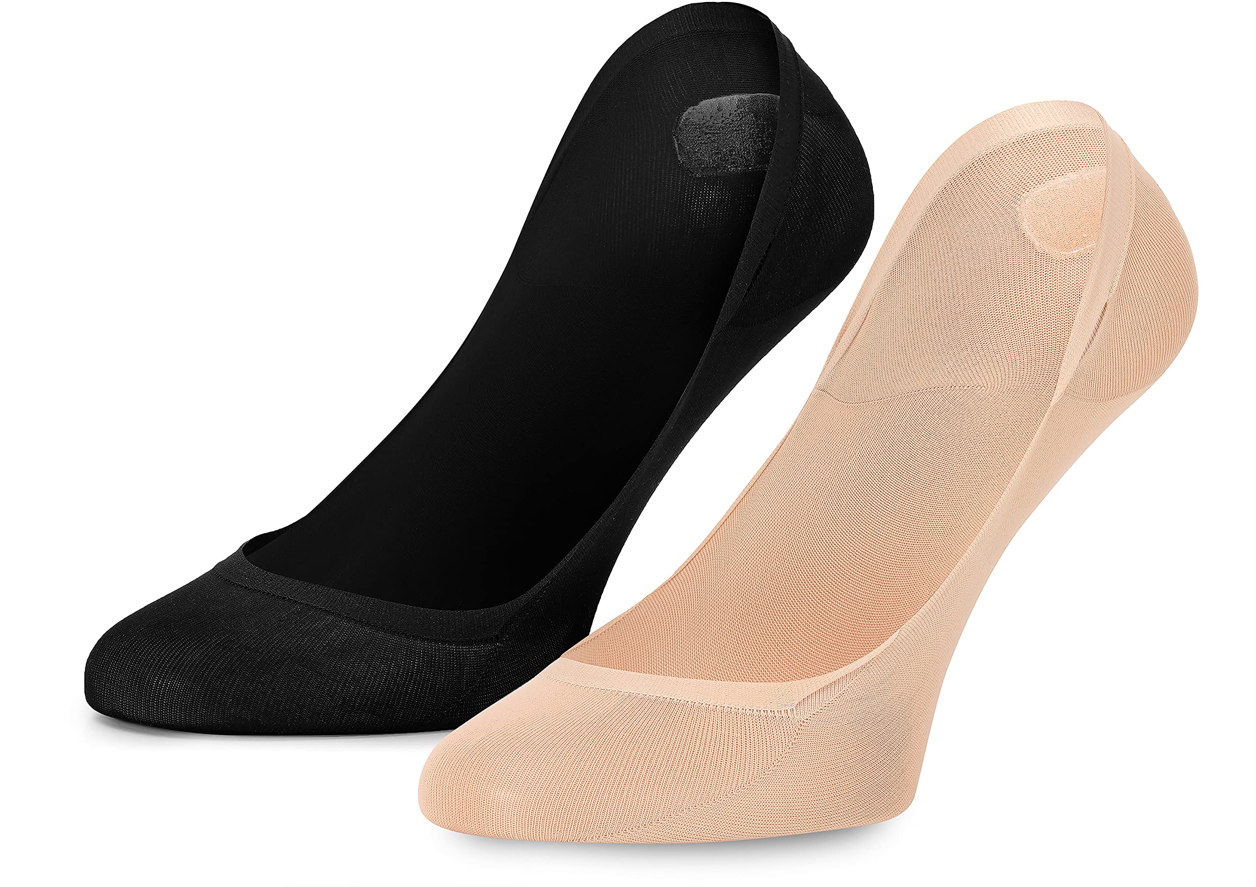 Merry Style Damen 2er 4er 6er Atmungsaktives Sneaker Socken Füßlinge Halbsocken MSGI046 (2Pack - Schwarz/Beige, 35-38)