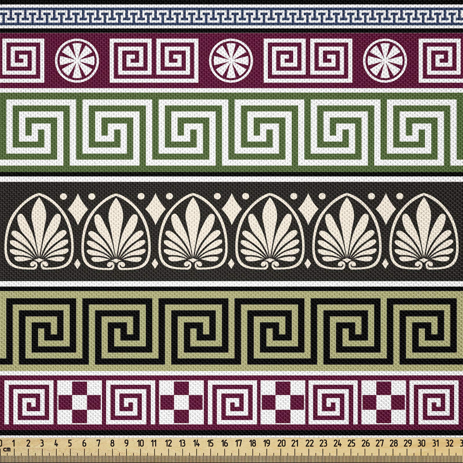 ABAKUHAUS chiave greca Tessuto a Metraggio, Ornato Motif, Tessuto in Microfibra per Arti e Mestieri, 5 m, Multicolore