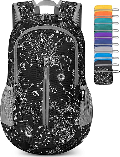 Miniatura 10 de ZOMAKE Mochila ultraligera plegable de 25 L, mochilas de senderismo plegables resistentes al agua, pequeña mochila plegable para viajes (Azul Azul