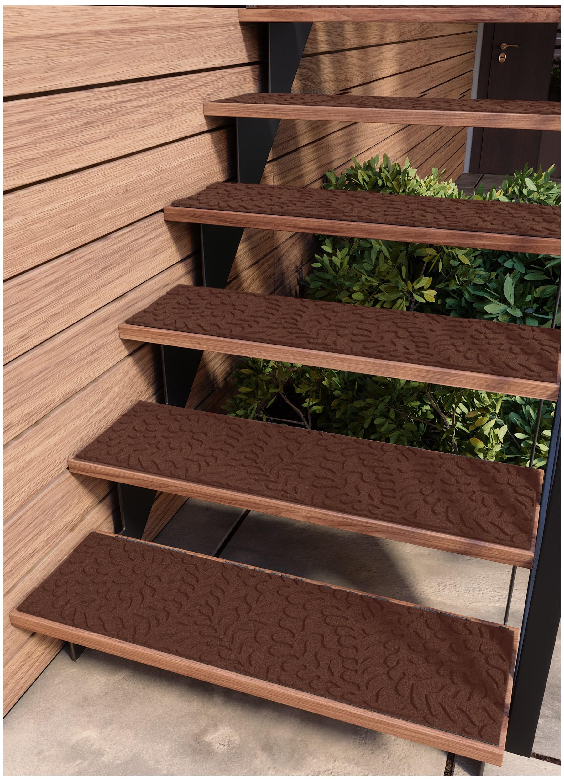 Outdoor Stair Treads Non-Slip 42”x10” (6-Pack) – Carpet Treads with Rubber Backing Diamond Brown