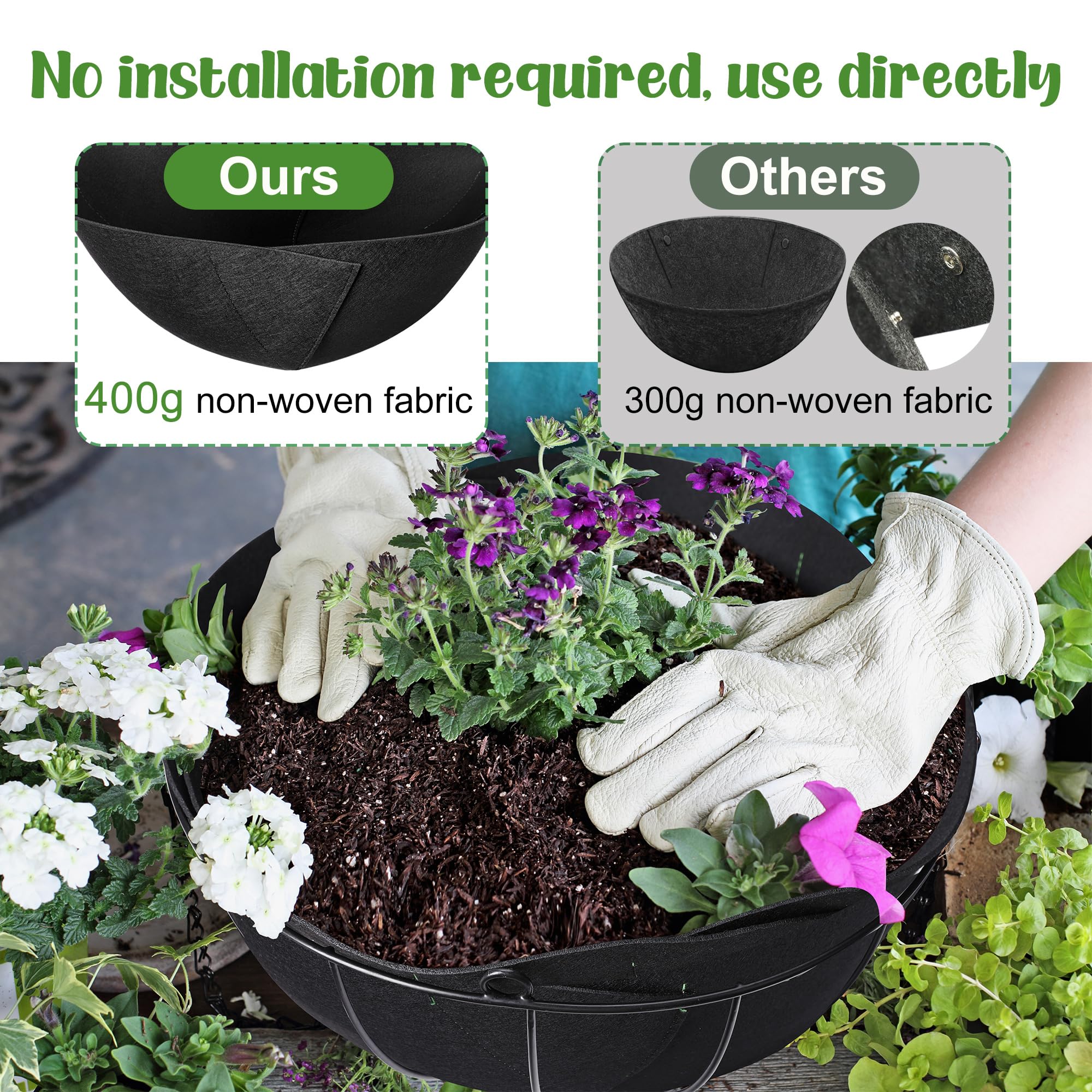 Hanging Basket Liner Cone Basket For Flowers 3-Pack Cone Shaped Planter ...