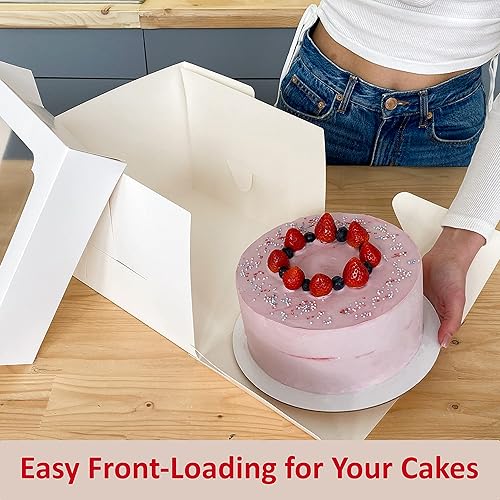 Miniatura 4 de 10x10x8 A Granel 15 Piezas Cajas Altas de Pastel de Múltiples Capas de 10 Pulgadas con Ventana Caja de Panadería Transparente Cuadrada Blanca Grande