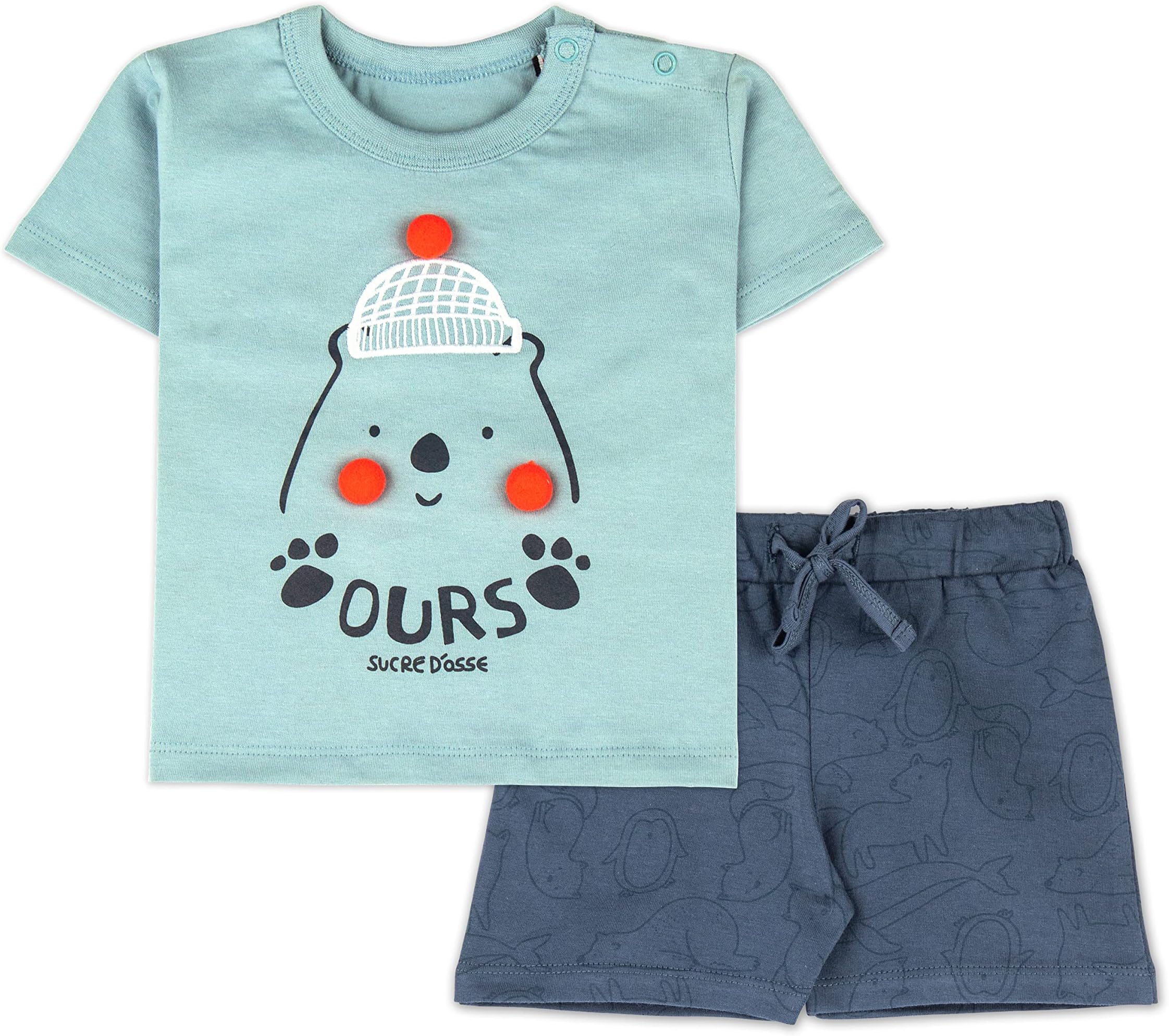 Baby Boys & Baby girls Cotton Printed Round Neck Half Sleeve T-shirt & Short Latest Summer Clothing Sets