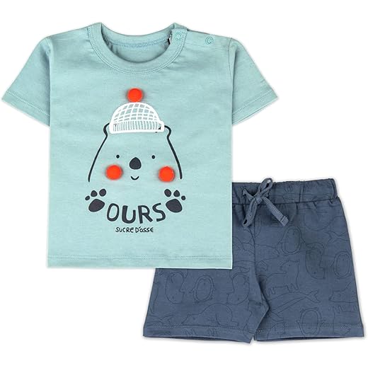 Cotton Printed Round Neck T-shirt & Shorts Set