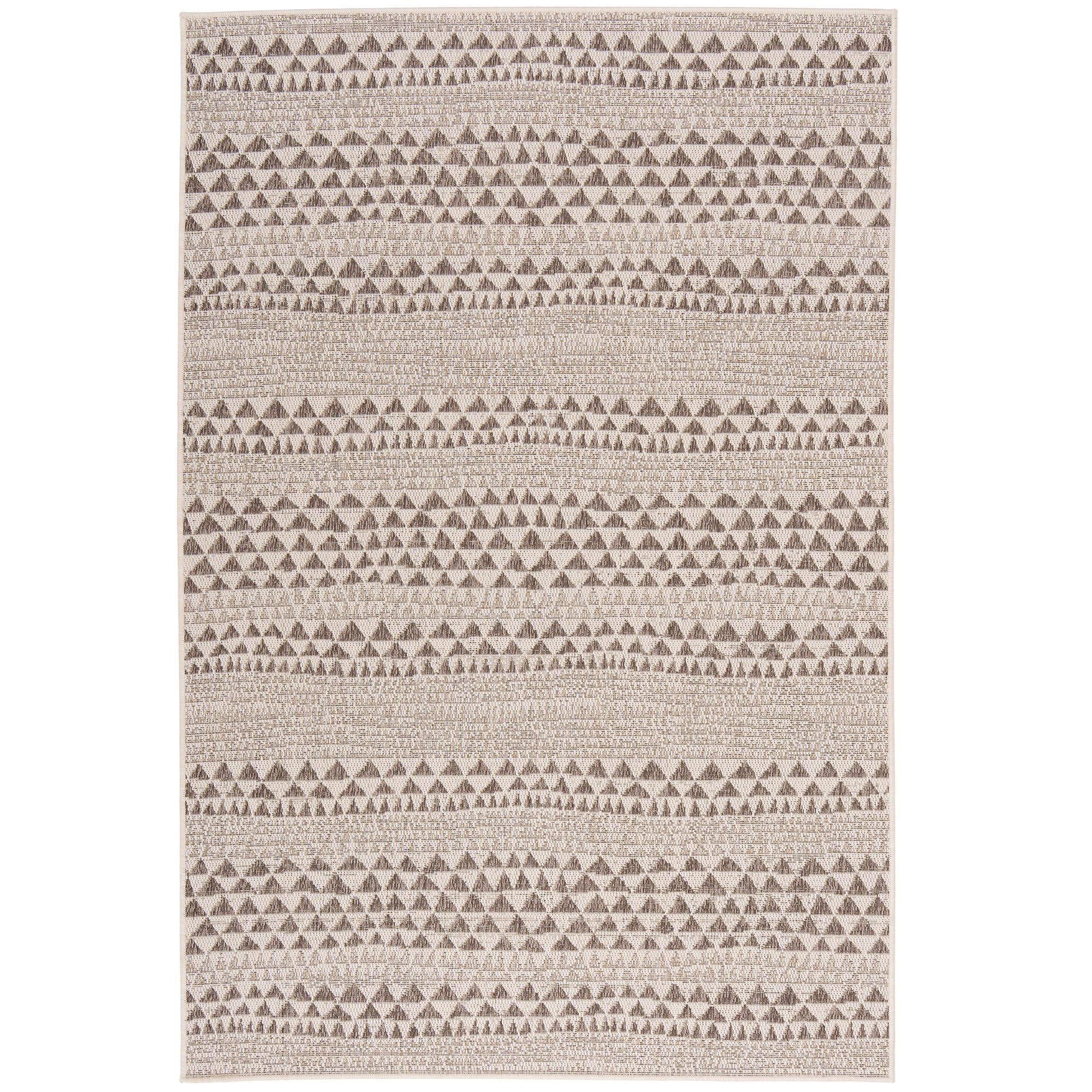 Pergamon Tapis Intérieur & Extérieur Carpetto Beige Rayures – Balcon Terrasse Anti-UV