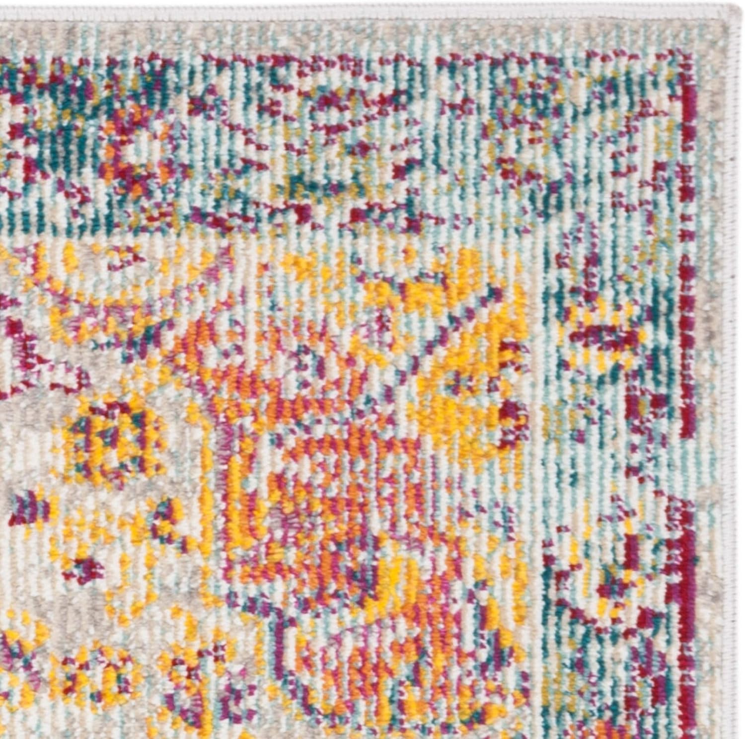 SAFAVIEH Crystal Collection Accent Rug - 2'2" x 5', Turquoise & Rust, Medallion Distressed Design, Non-Shedding & Easy Care, Ideal for High Traffic Areas in Entryway, Living Room, Bedroom (CRS520K)