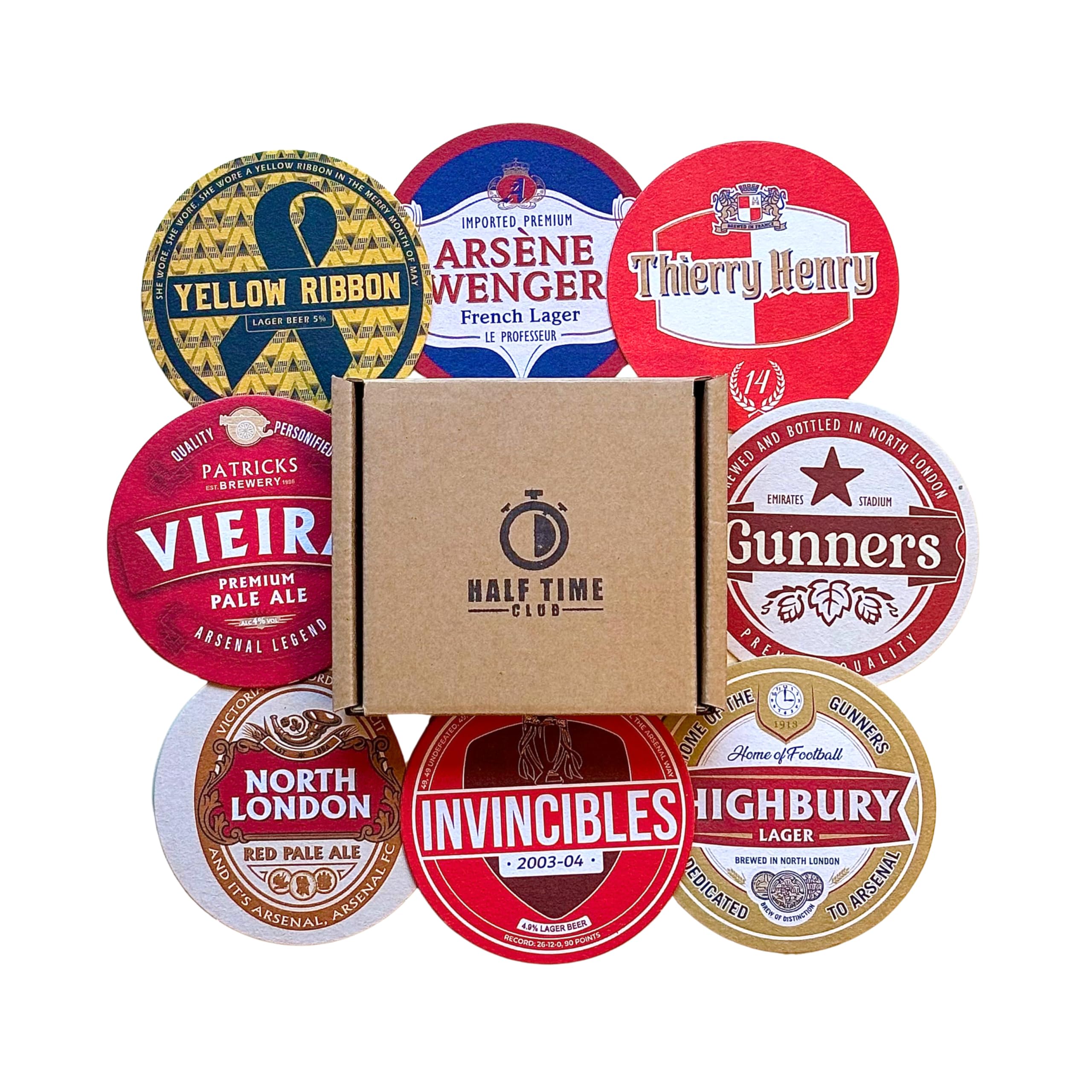 Arsenal Football Beer Mat Coasters - Perfect for a Gift or Present for Any Arsenal Fan (8-Pack)