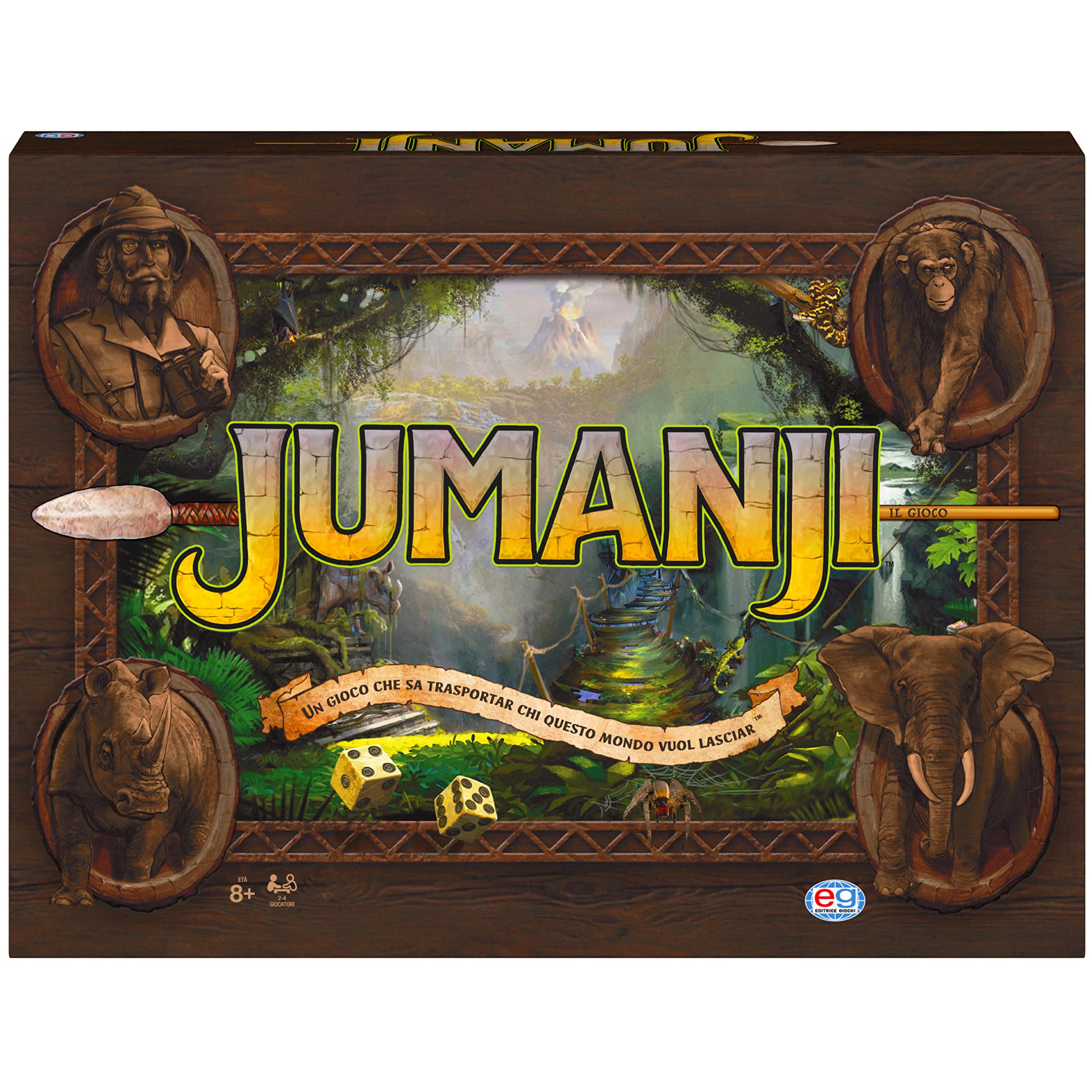 Verlag Giochi , Jumanji Das Spiel, das Klassische Abenteuer-Brettspiel für Familien und Kinder ab 8 Jahren, (Sprache: Italienisch)
