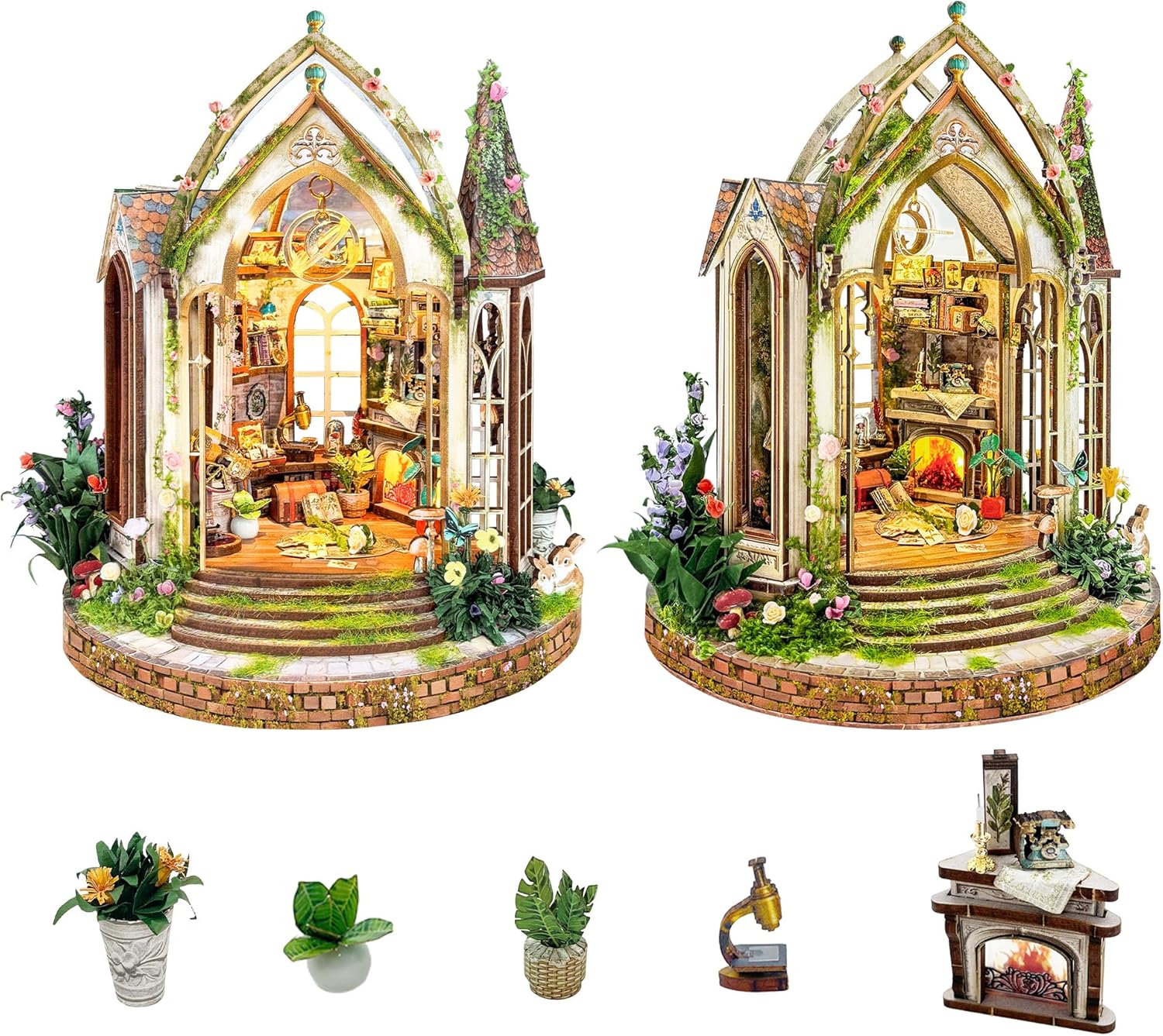 DIY Miniature House Kit,Tiny House Castle Shape Flower Room DIY Dollhouse Miniature Kit for Adults Teen 3D Wooden Craft Mini Model Kit, Gifts Home Decor- Dreamland Floral Studio (SQ-66)