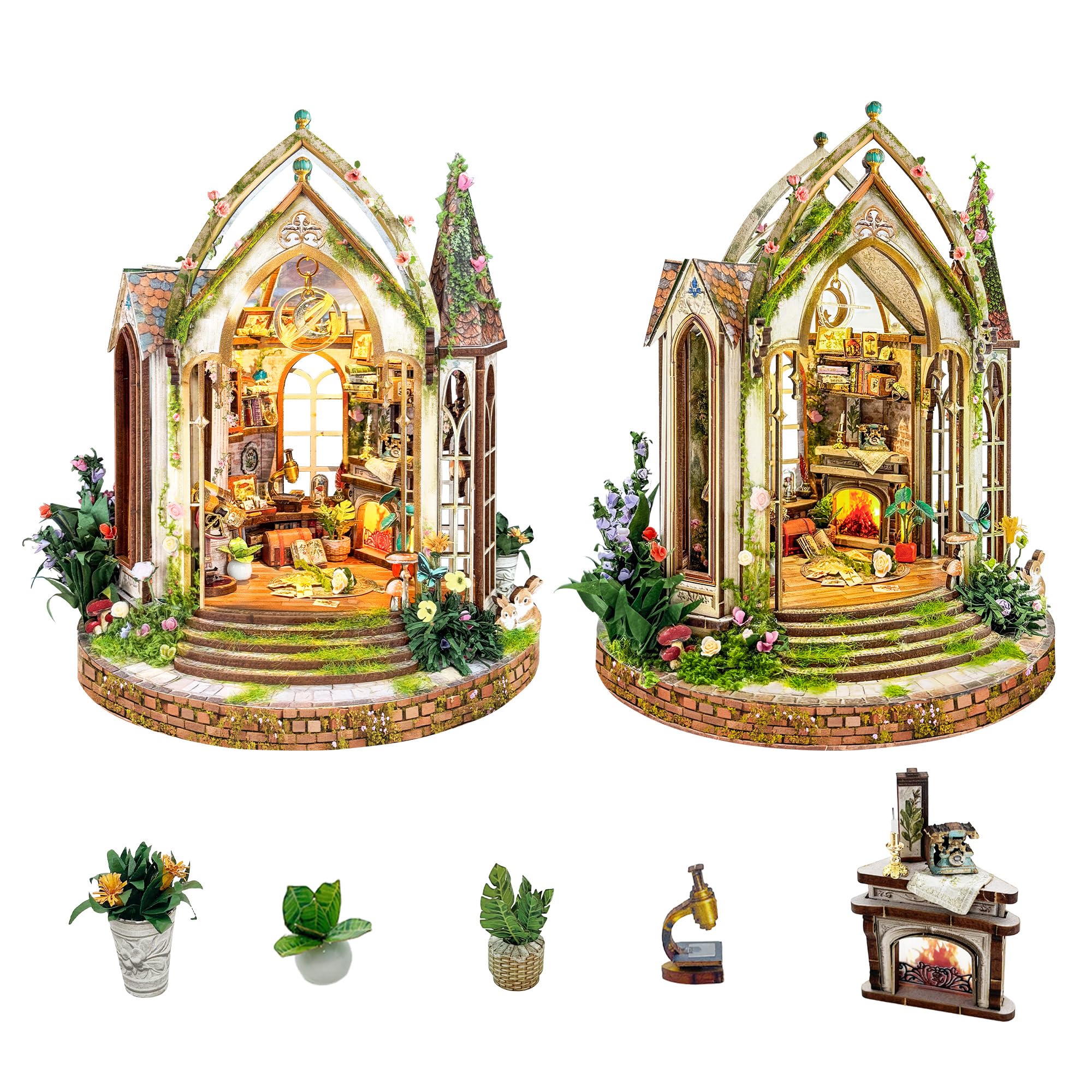 DIY Miniature House Kit Greenhouse,Tiny House Kit for Adults to Build,Collectible dollhouses Making Kit with Furniture,Festival Decorations/Gifts for Family and loved -Dreamland Floral Studio(SQ-66)