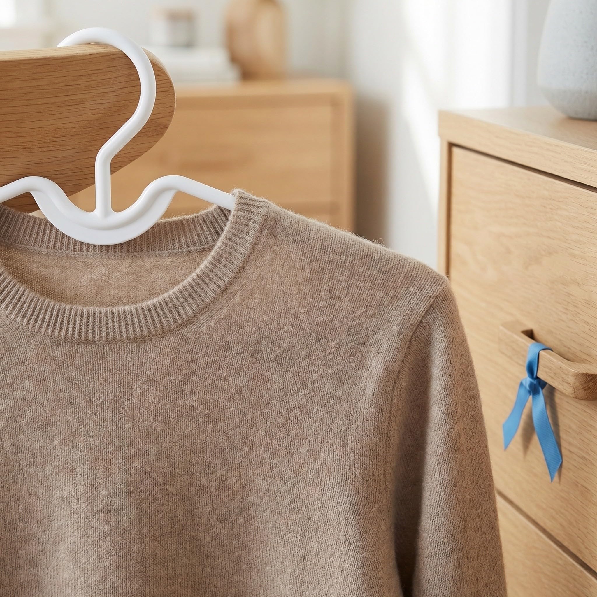 Weiße Kunststoff Kleiderbügel 30 Stück mit Kurzhals Design | Rutschfeste Ausführung, ohne Abdrücke, für Kleine Schränke und Wohnheimzimmer, Platzsparende Aufbewahrung