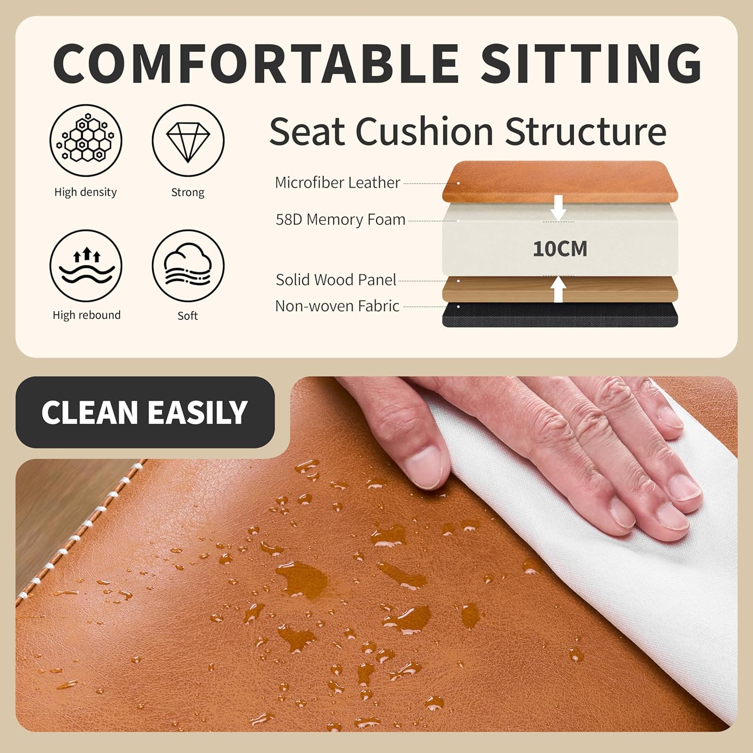 24 Inch Bar Stools Set of 2, Counter Height Bar Stool for Kitchen Island, Metal Bar Stools for Counter, Modern Kitchen Stools with Sturdy Metal Base and Adjustable Foot Pins, Brown