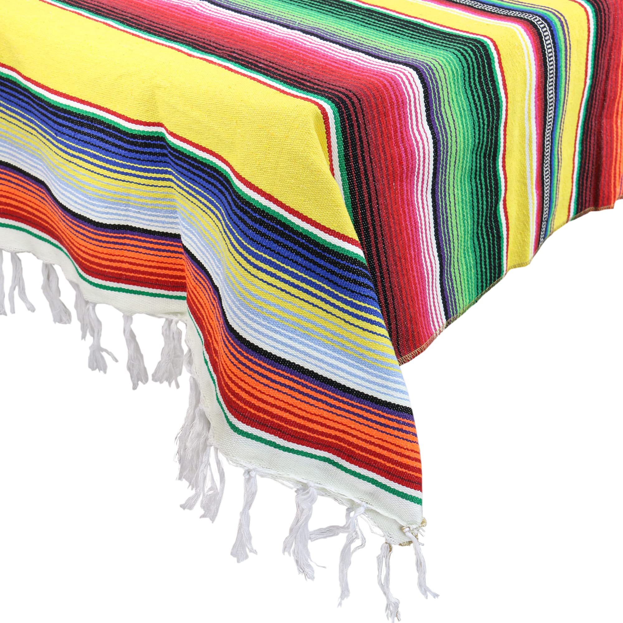 Time To Sparkle Yellow 58 X 84 Inch Mexican Tablecloth Serape Blanket (Yellow)