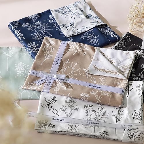 Miniatura 6 de Bedsure Funda de edredón tamaño King juego de funda de edredón reversible floral con cierre de cremallera, juego de ropa de cama gris pardo claro, 3