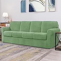 Vista 410 de CHUN YI - Funda elástica para sofá (7 piezas), funda para sofá de 3 plazas con tres respaldos y cojines separados con banda elástica, tela jacquard