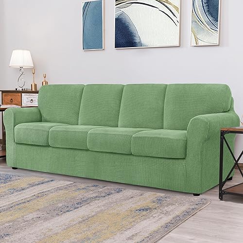 Vista 408 de CHUN YI - Funda elástica para sillón (3 piezas), funda para sofá de 1 plaza con un respaldo y cojín separado con banda elástica, tela jacquard