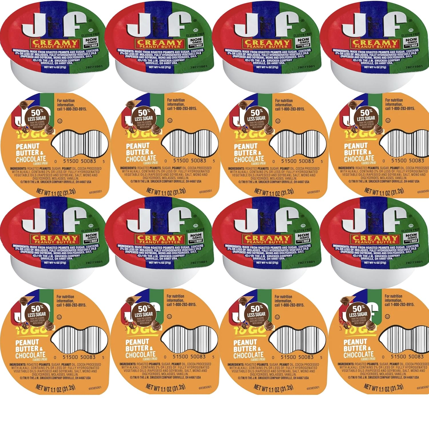 Pack Variedad de Tazas de Mantequilla de Maní Vallary, 10 Unidades