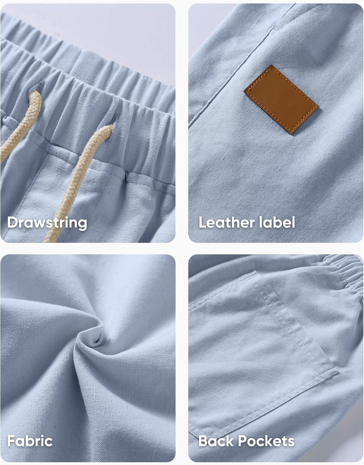 JMIERR Mens Linen Shorts Casual 5"/ 7" Cotton Elastic Waist Drawstring Summer Vacation Beach Shorts with Pockets - Image 7