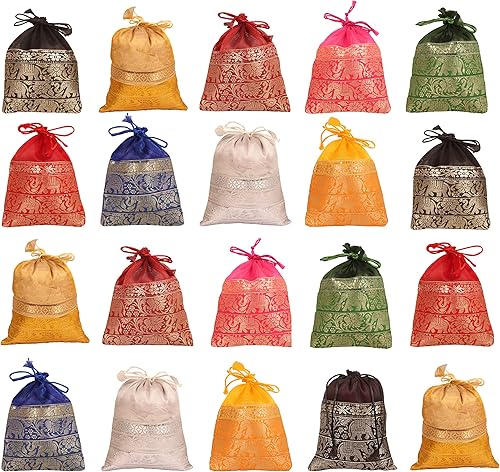 Miniatura 19 de Touchstone Preciosas bolsas de envoltura de regalos reutilizables, ecológicas, grandes con cordón, estampado de hojas de ficus para cumpleaños