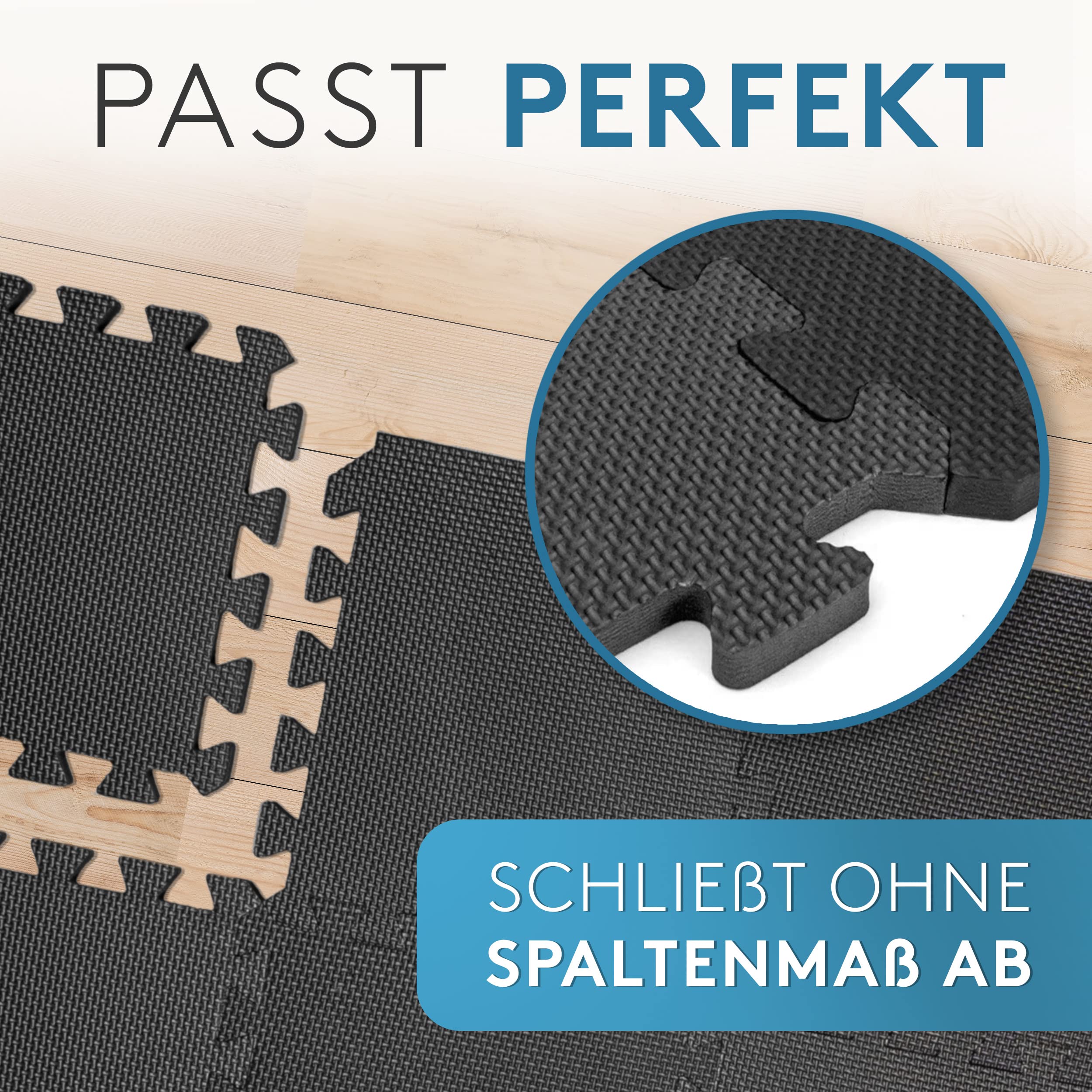 Veluris Tapis de Protection de Sol [31 x 31 cm] – 18 Tapis de Sol Extra épais [20% de Protection en Plus] – Tapis de Protection antidérapant pour Salle de Gym, Fitness, Sol de Sport, Tapis de