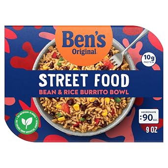 BEN'S ORIGINAL Street Food Bean & Rice Burrito Bowl, Prepared Entree, Microwavable Heat-&-Eat Bowl in 90 Seconds, 9 oz (Pack of 6)
