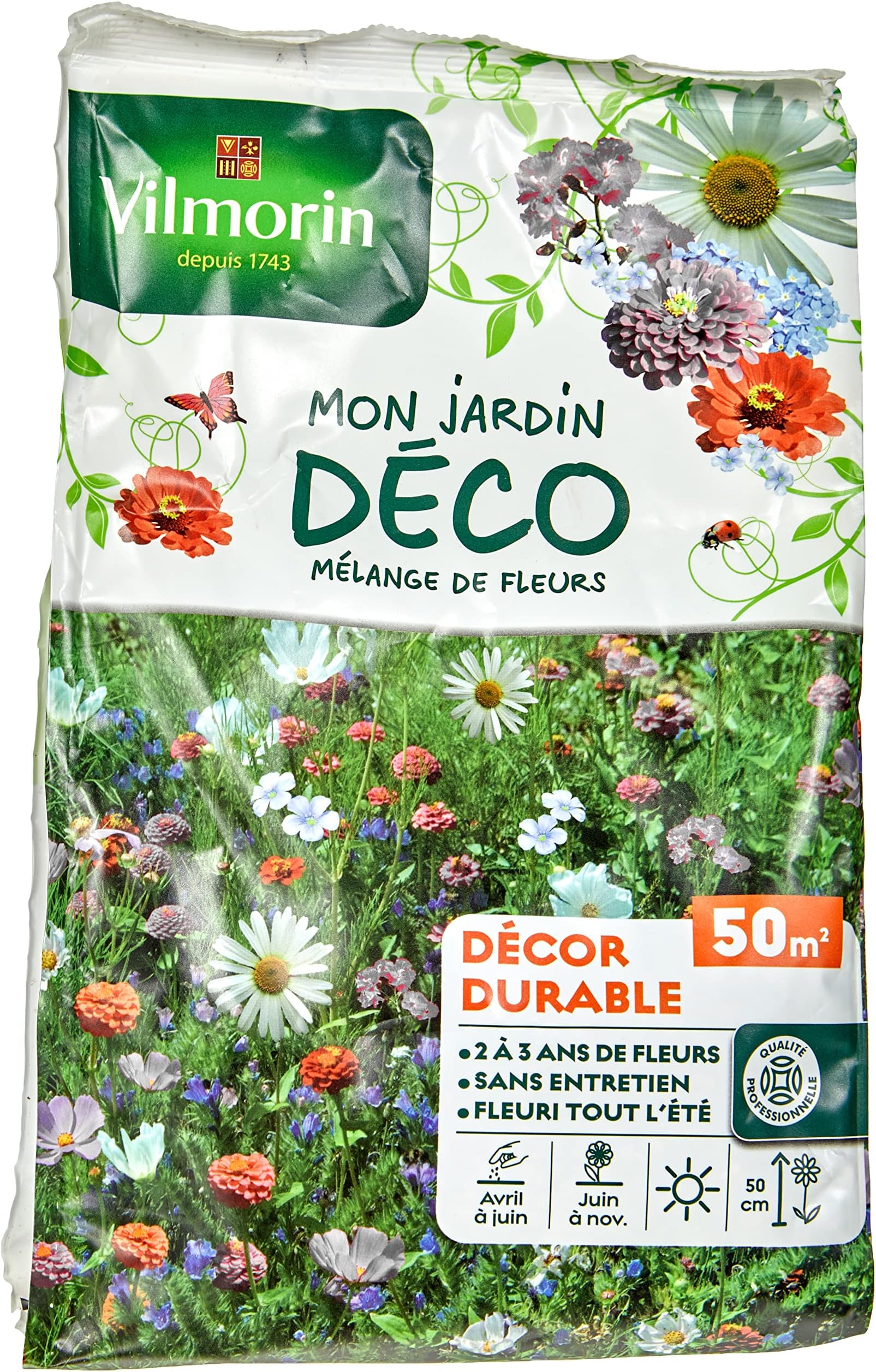 Graines Vilmorin - Mélange Fleurs Pour Coins Ombragés - Sachet Pour 7 M² - Ancolie, Coquelicot, Digitales, Myosotis...