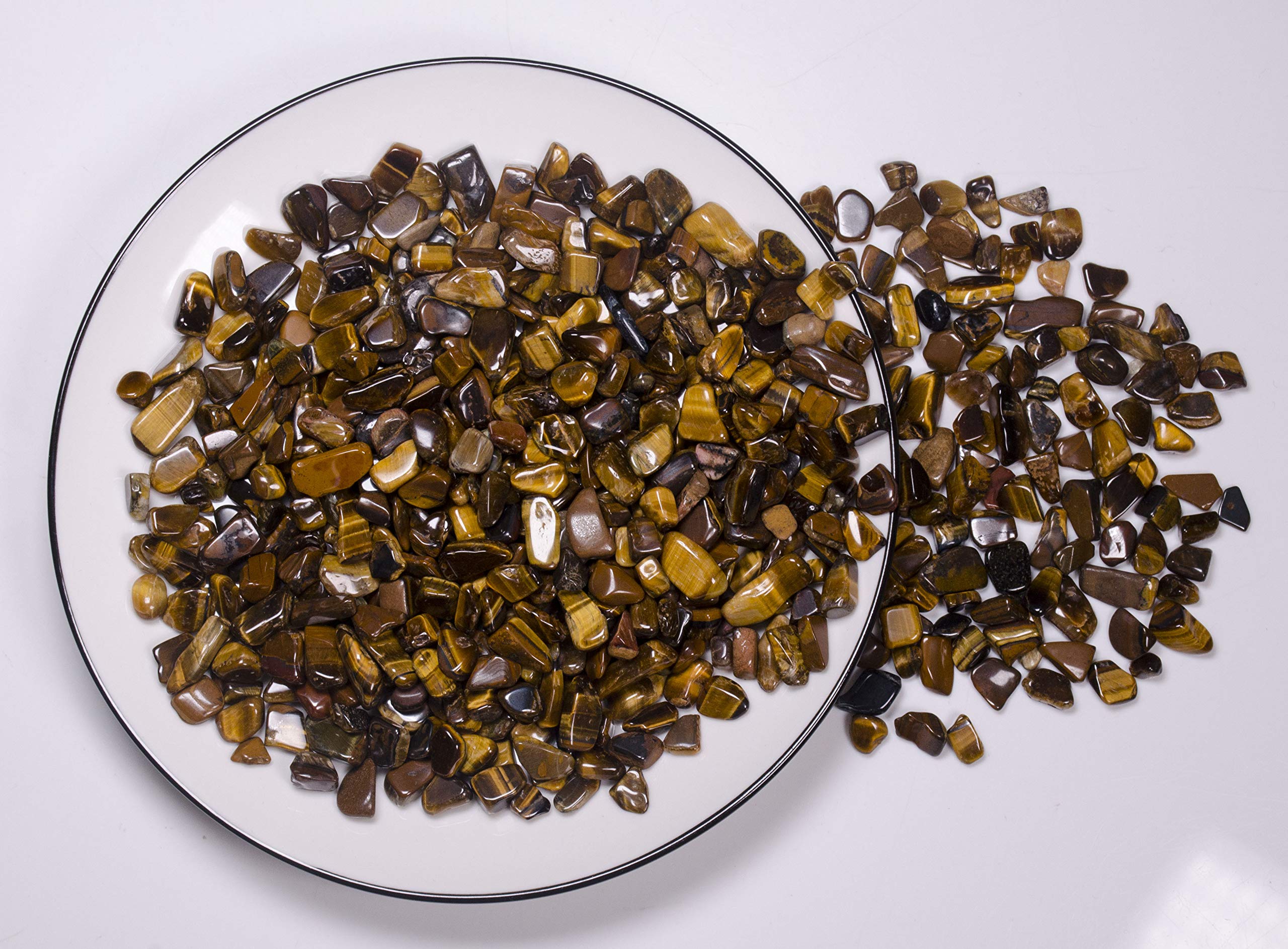 Yippee 100g Crystal Quartz Gemstone Tumbled Gravel and Crushed Pieces for Making Jewelry Crafts and Decorating Fish Tank (Tiger's Eye Stone 7-9mm)