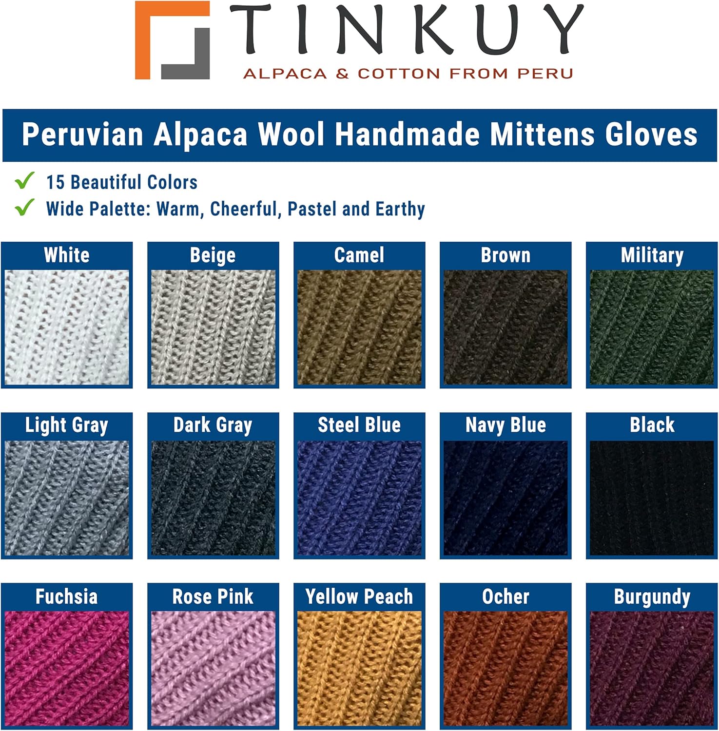 TINKUY PERU Alpaca Wool Winter Fingerless Gloves – Unisex Mittens, Hand-Knitted, Warm, Soft, Hypoallergenic – One Size - Image 6